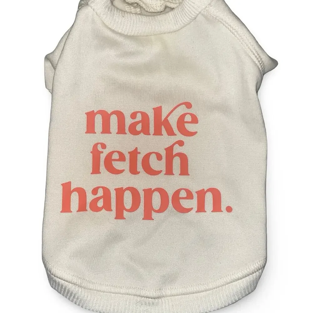 Boots & Barkley Dog Sweatshirt Jacket Make Fetch Happen Small Cozy Cream Orange